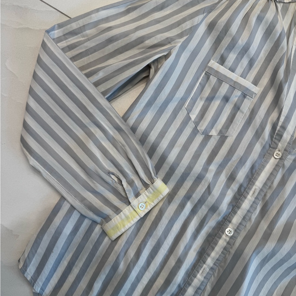Comptoir Des Cotonniers Gray and White Striped Button Down Shirt